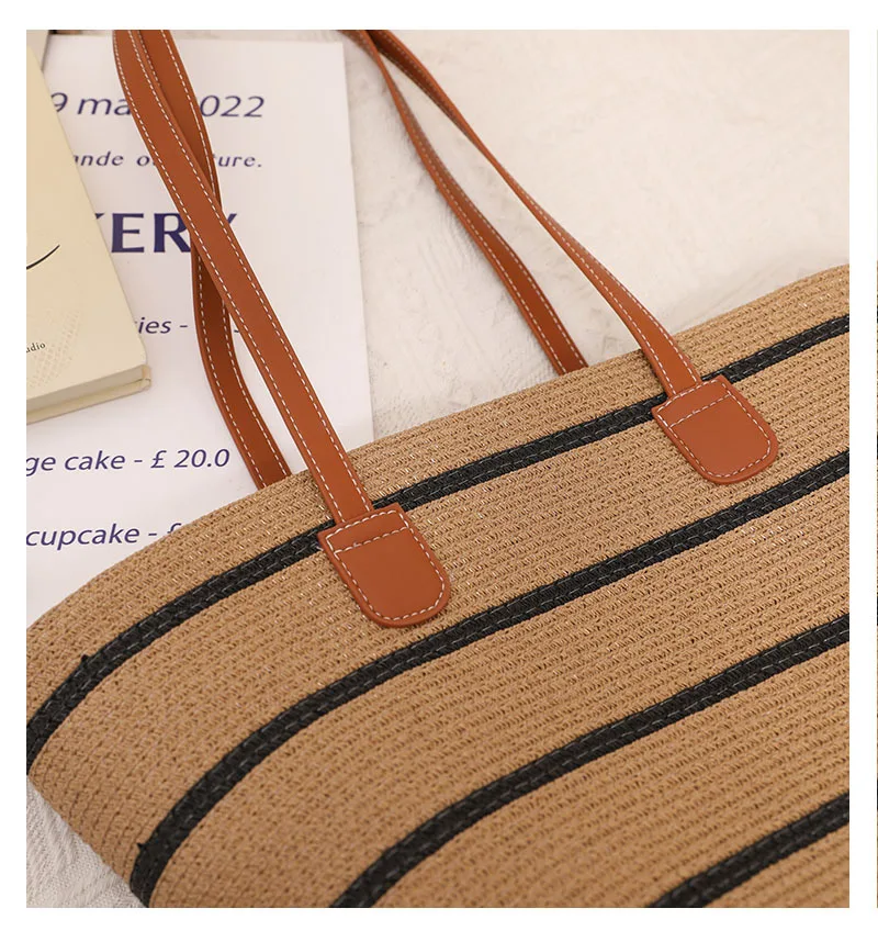 Summer Beach Rattan Woven Large Size Straw Tote Hand Woven Bags Women Luxury Embroidery Moroccan Straw Beach Bag
