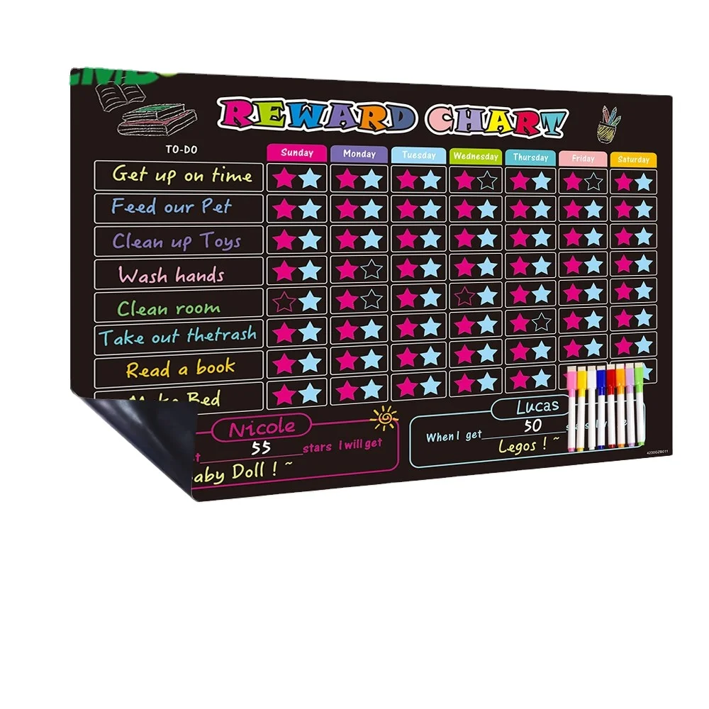 Customizable Portable PET Magnetic Chore Reward Chart Whiteboard Type Refrigerator Use Children Children Whiteboard Type