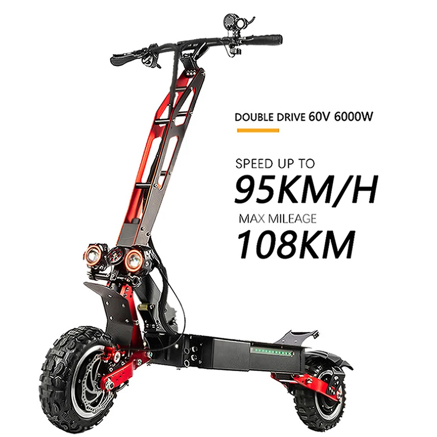 Scooter Eletrica Cheapest E-scooters 6000W 60V 108KM Long Range 60V 42Ah Electric Scooter Offroad JP Meter Skateboard