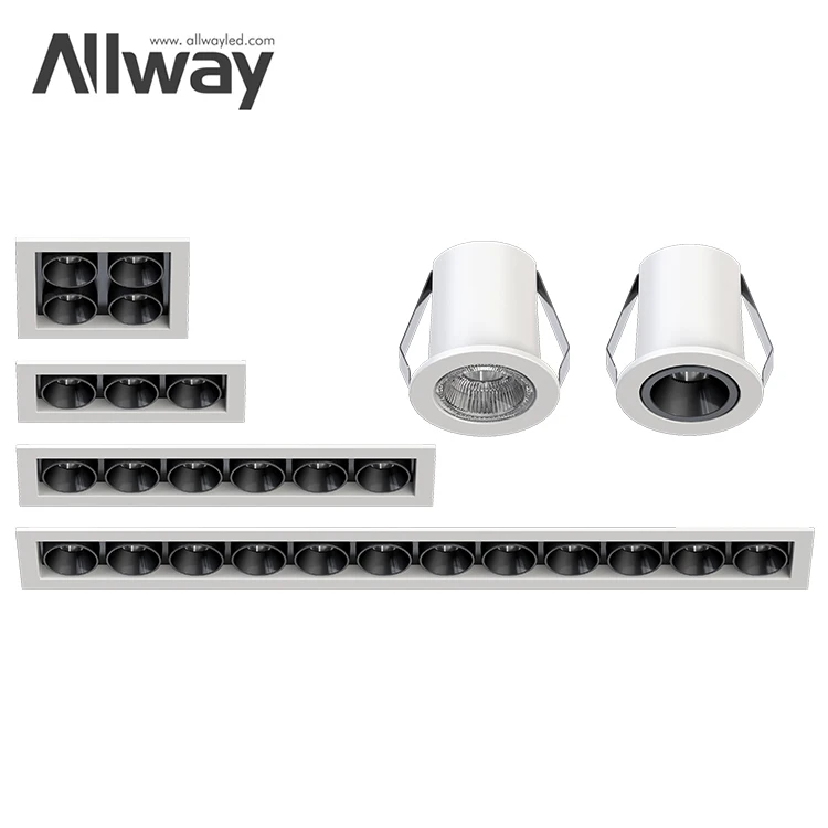 ALLWAY Die Cast Aluminum Recessed Ceiling Mounted Black Golden Linear Spotlight Indoor Home Hotel Led Grille Lights
