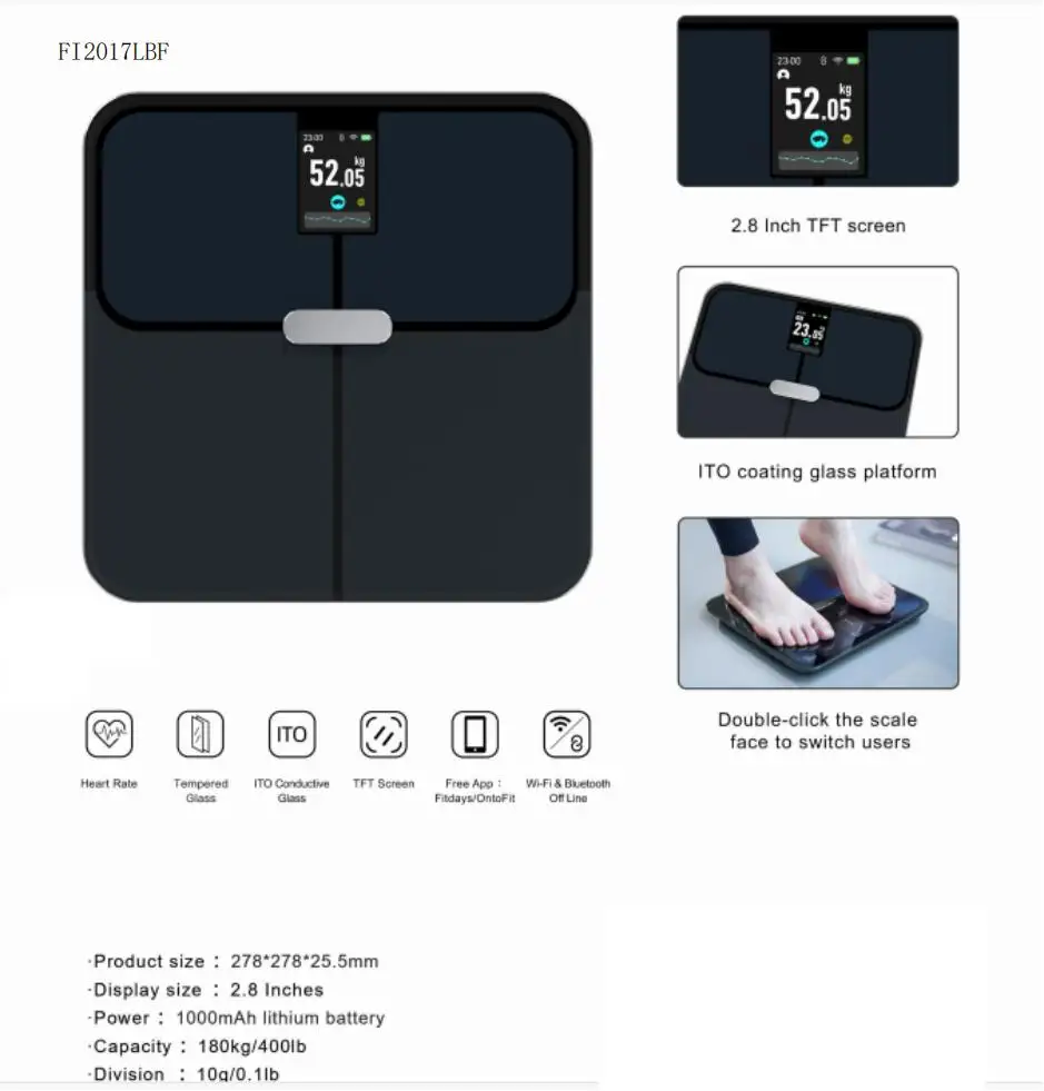 DINGFENG smart body fat scale Manufacturer price smart digital body fat scale with bluetooth white household scales