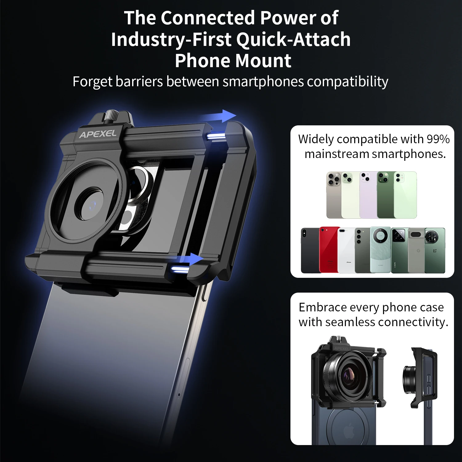 APEXEL Clip on Zoom Macro Lens with Ring Fill Light Mobile Phone Professional External HD Macro Lens For iPhone 15 16 pro max