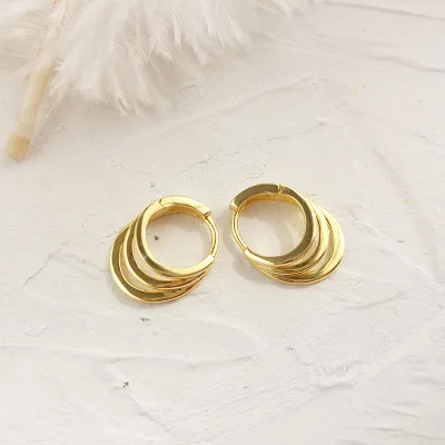 
18k Gold Plated Earrings 925 Sterling Silver Earrings Double Circle Earrings For Women 