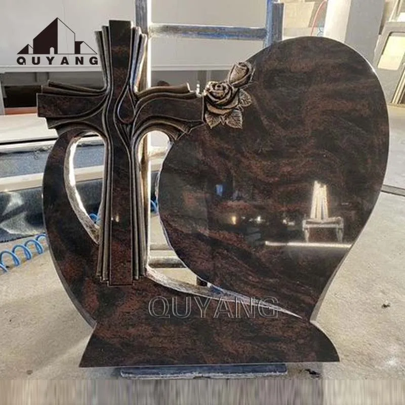 QUYANG Wholesale G654 Granite Grave Stones Cemetery European style Tombstones And Monuments