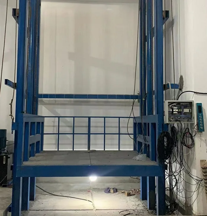 ISO/CE certificate customization small goods lift freight elevator hydraulic cargo lift elevator guide rail lift platform for sa