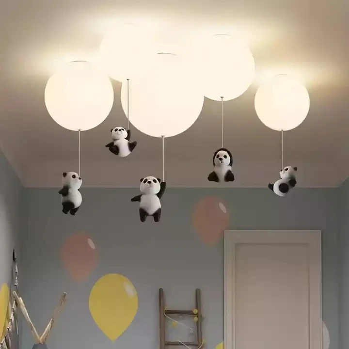 Balloon Glass Ball Hanging Ceiling Light Modern Cute Bear Doll Shape Ceiling Pendant Lamp