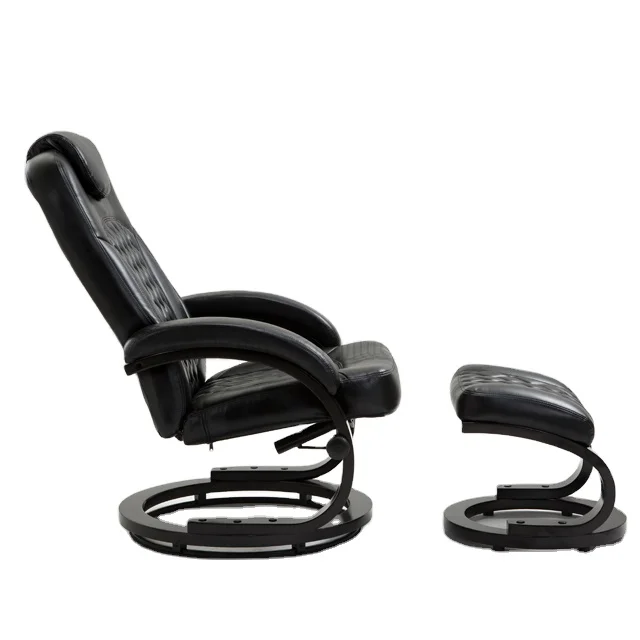 Verified Supplier Trend  Luxury Black Multi-position Leather  Swivel Reclining Recliner Chair with Footrest Ottoman