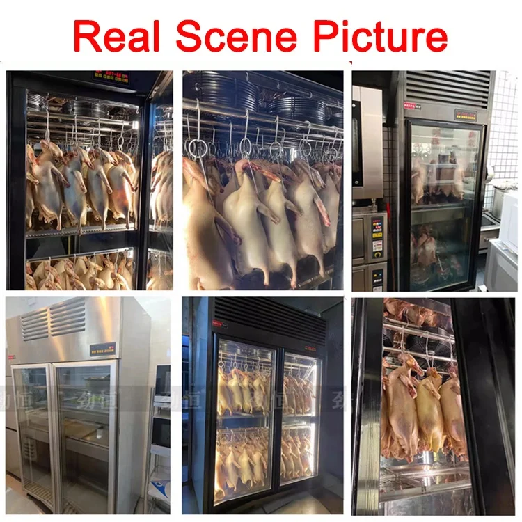 Economical Two Double Glass Door Steel Hang Duck Air Dryer Display Cabinet For Commercial Use