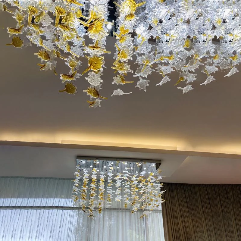 maple leaf chandelier 2021 hotel pendant light chandeliers hotel leaf pendant lamp lobby maple leaf chandelier
