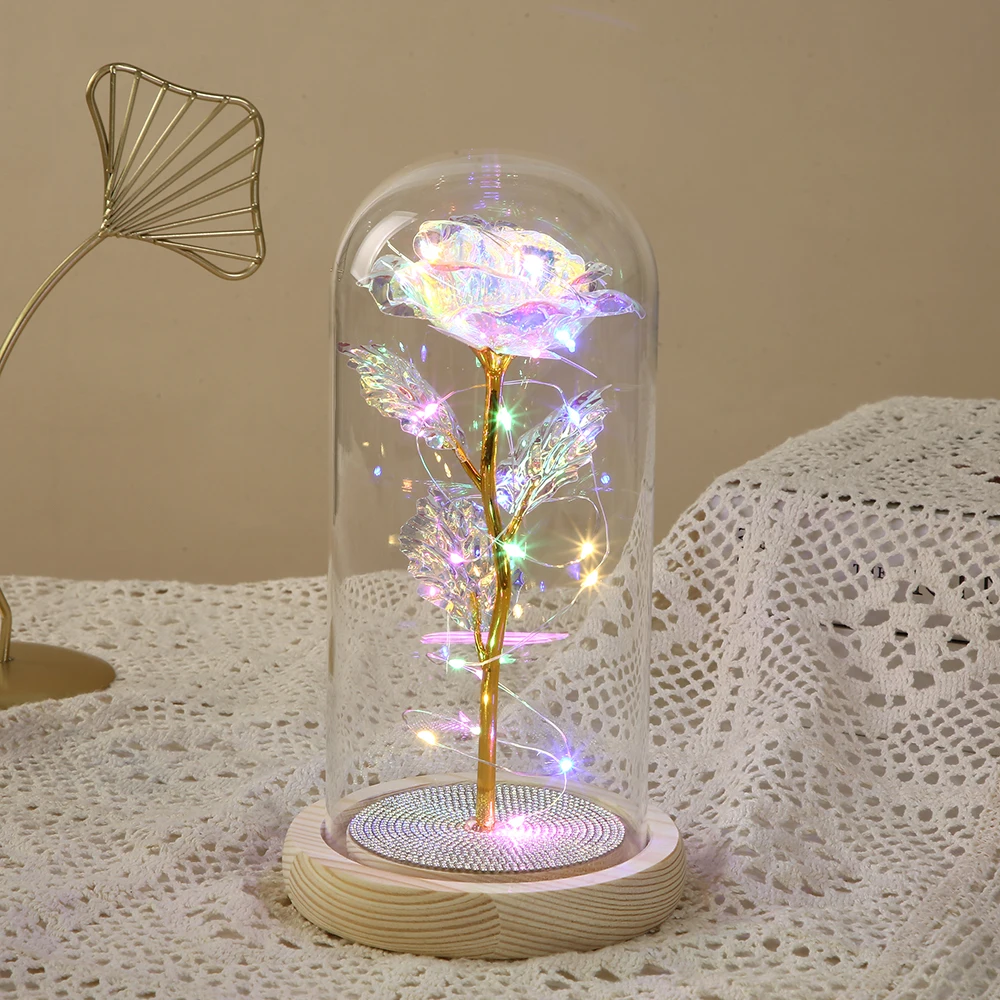 Wholesale  glass dome for roses with led light decoration for wedding event