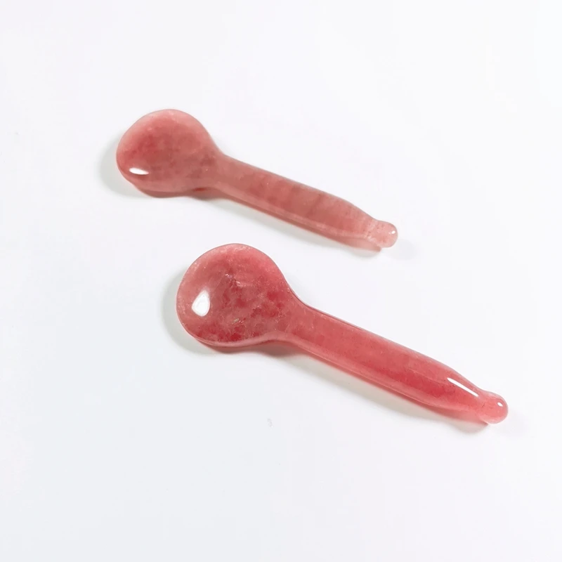 High Quality Gausha Crystal Roller Jade for Massage on Skin and Body Strawberry Quartz Gua Sha Spoon