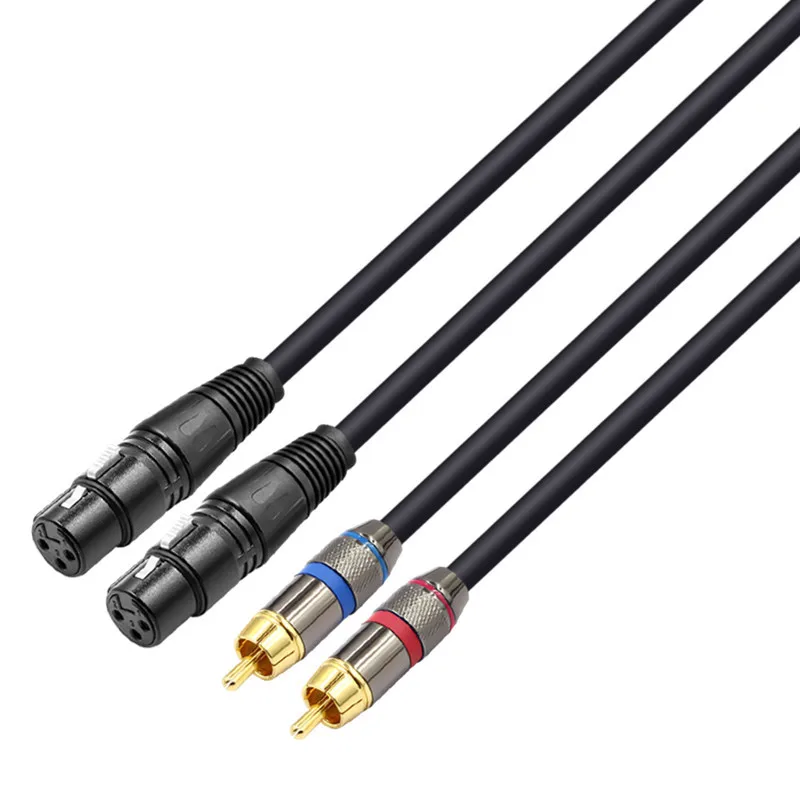 Gold Plated 2RCA Male Plug To 2XLR Female Audio Extension Cable For Mixer Pure Copper Wire RCA to XLR Adapter Cable 1.5m
