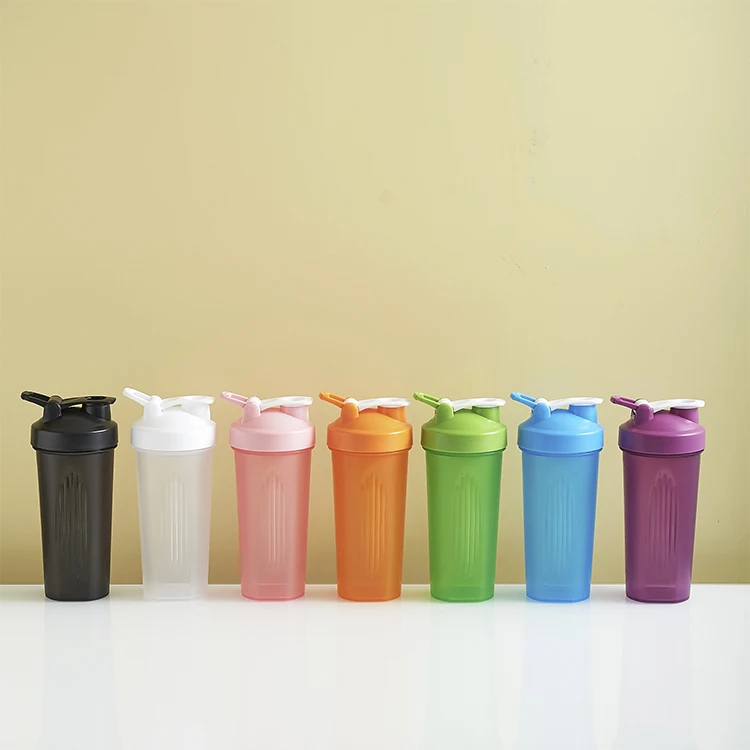 600ml 20oz Custom Logo BPA Free Colored Plastic Travel Outdoor Fitness Sports Protein Shaker Water Bottle for Gym Protein Mixes
