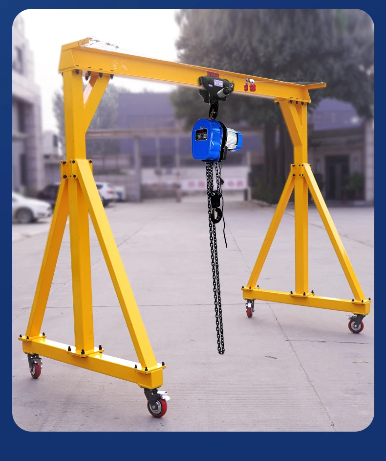 1 2 3 5 10 12 T height adjustable steel portable mobile gantry crane by hand winch