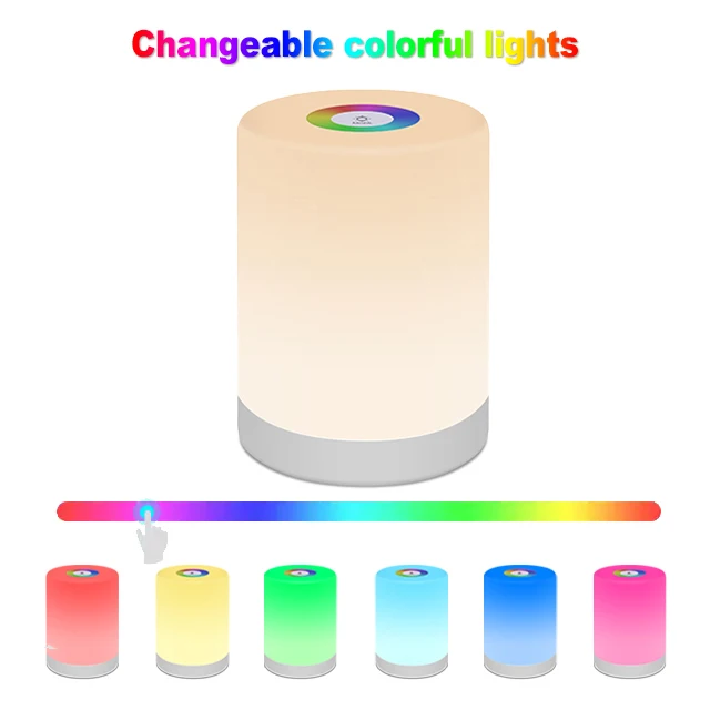 Portable 7 RGB Colorful LED Night Light for Kids Baby Nursery Lamp USB Rechargeable Bedroom Night Light lamp for Children Room