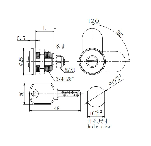 Euro Cylinder Code Combination Safe Furniture Cabinet Locker Zinc Alloy Sliding Wardrobe Door Lock for Hotels and Offices