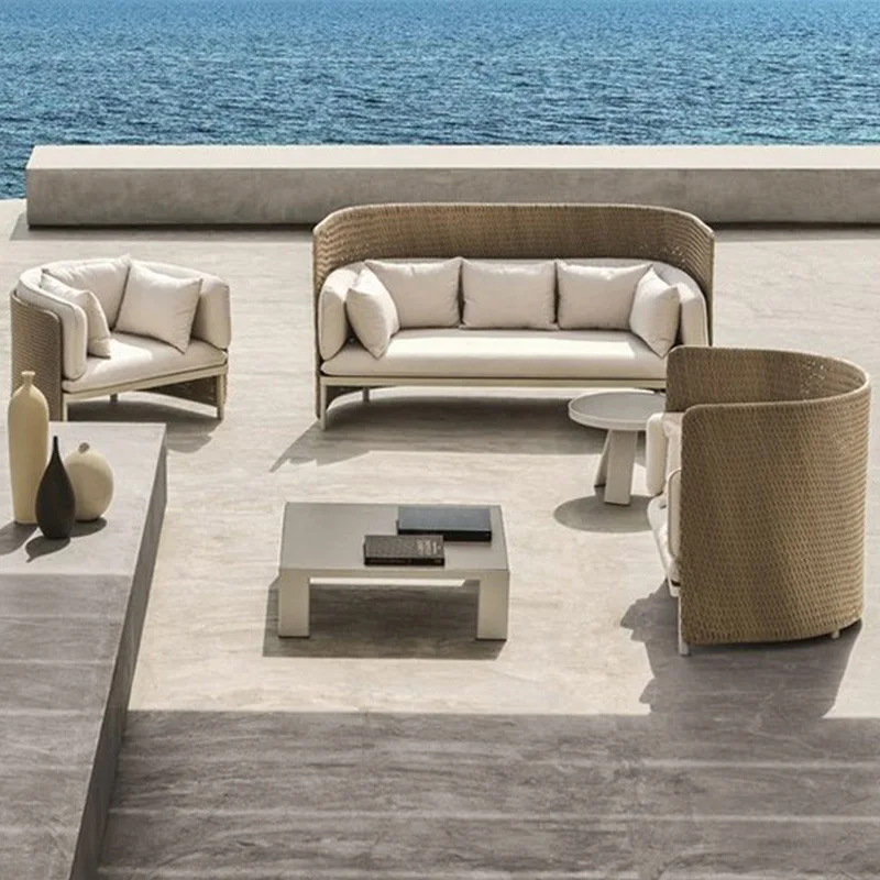 Luxury Rattan Furniture Five Piece Natural Rattan Sofa Set Patio Furniture Outdoor