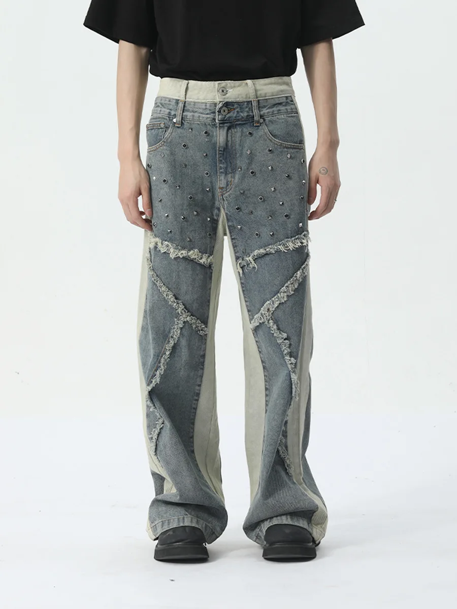 Custom Dark Blue Street Fashion Hot Sale Design High Quality 100% Cotton Denim Pants