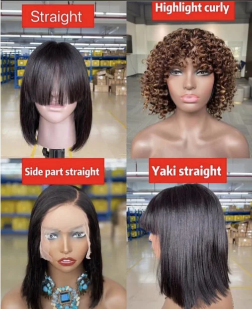 Cheap Wigs with Lowest Price Bob ,side Part Glueless Short Straight Wigs Bob Lace Frontal Wig Human Hair,transparent 10 24h