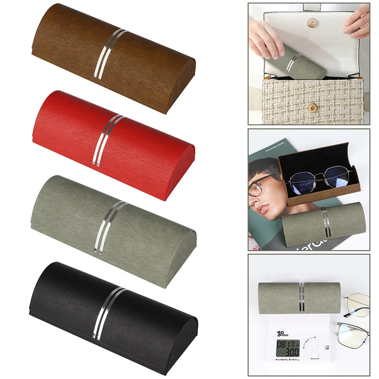 Green Luxury leather eyewear Case - Hard Shell Eyeglasses Case Unisex Glasses Holder Clamshell Case - Magnet Closure