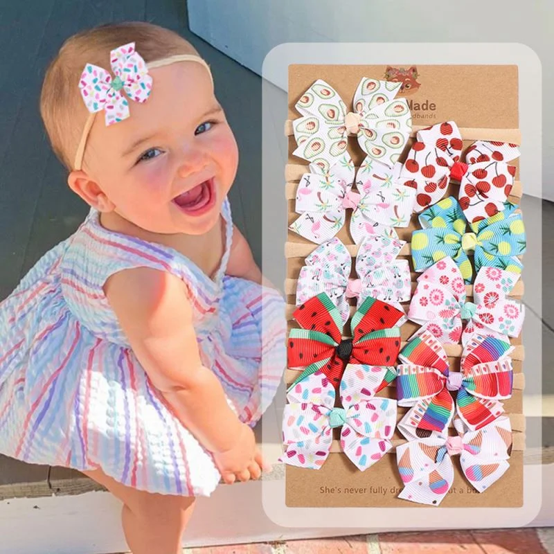 Nice looking baby girl hair bands set boho bows headbands for baby hair accessories for girls