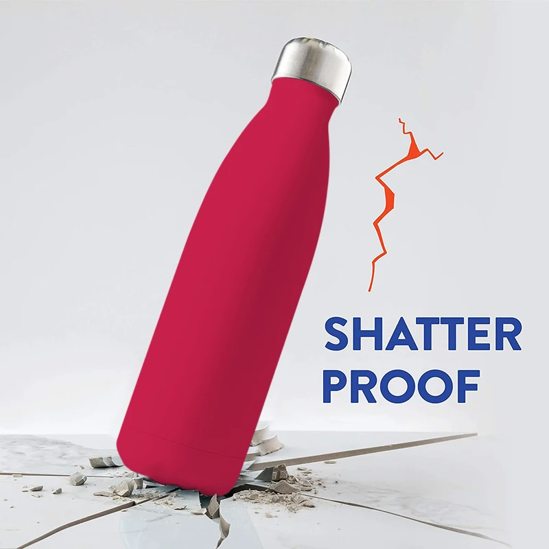 Metal 17 oz Cola Shape Sports Thermos Outdoor Stainless Steel Double Wall Water Bottle Rubber Drink Bottle Flask for Camping