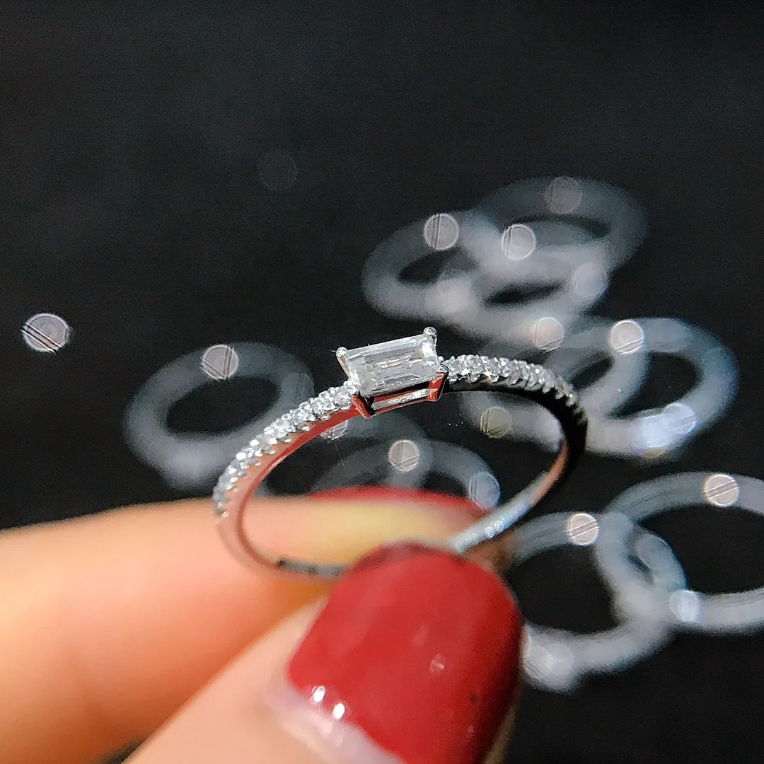 Xinfly Anti Tarnish 0.26ct White Sapphire 18k Real Gold Engagement Wedding Diamonds Gemstone Fashion Jewelry Finger Rings