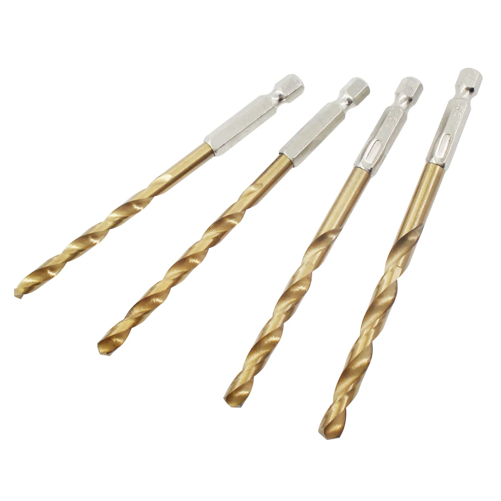 
13 pcs set HEX 1/4' M2 TiN Coated Twist drill bit electric power tools accessory for metal drilling 