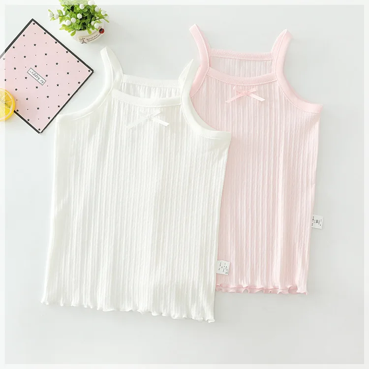 Летние детские летние майки из 100% хлопка без рукавов для маленьких девочек на бретелях-спагетти жилет на бретелях наряд 2 шт. в комплекте
