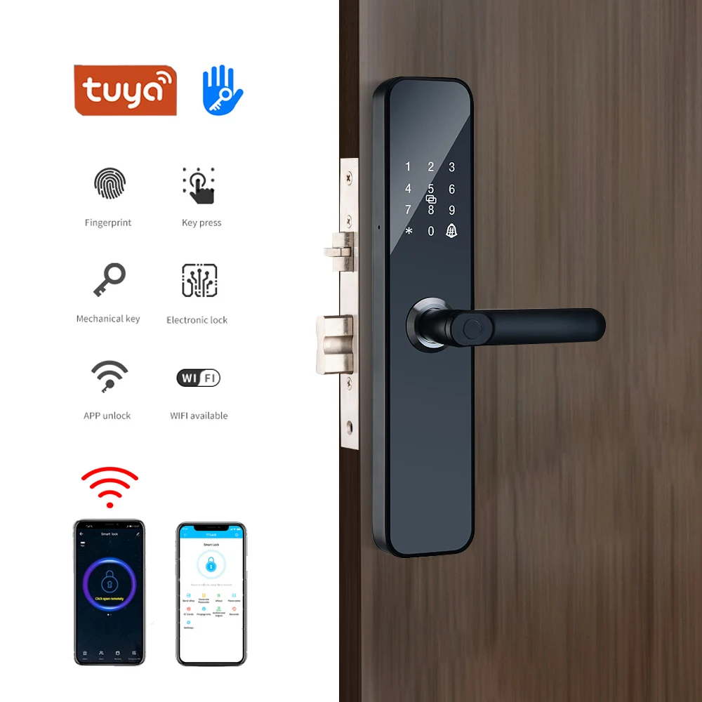 Amazon Top Security Intelligent Main Gate electric lock, WiFi App Digital Tuya Fingerprint Door Smart Locks
