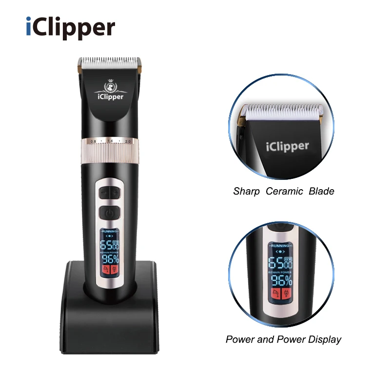 Iclipper-P9 LED Rechargeable Ceramic Blade low noise Vacuum cat clipper Dog clipper USB charging pet clipper