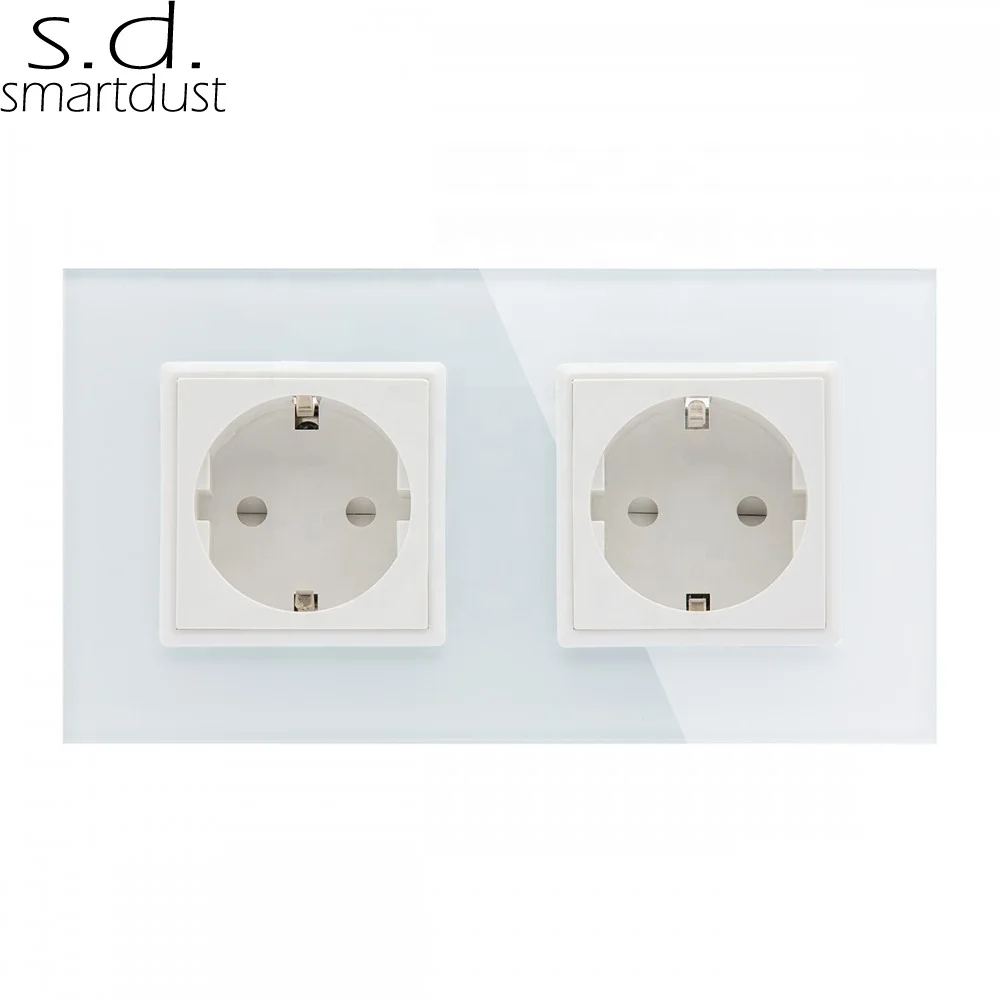 Smartdust 3 pin socket German EU standard 16A Double Wall Socket Dual Grounding Outlets