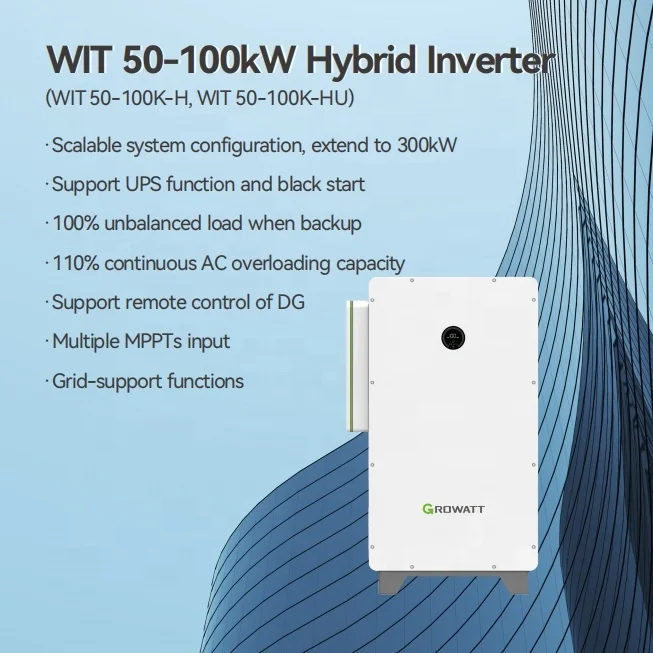 Factory Price Growatt 50-100KW Hybrid Inverter WIT 50K 63K 75K 100K H/HU Commercial Storage Inverter with APX Battery