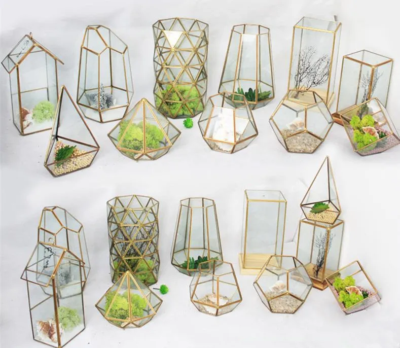 Factory customize Geometric Indoor Green House Gardening Plant Mini Terrarium Glass