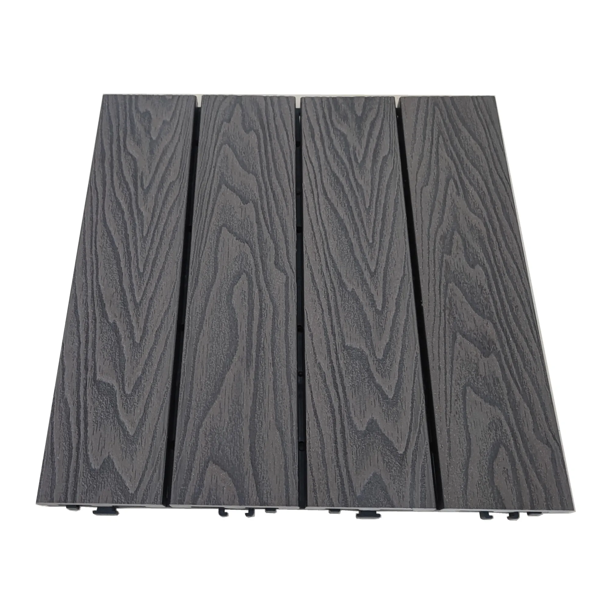 3D Embossed Wood Grain WPC Decking Tile Garden Flooring Tile