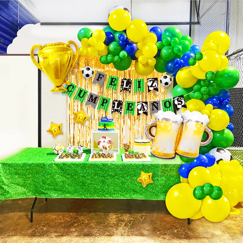 2022 New Football Happy Birthday Banner Balloons Football Theme Birthday Party Decorations Balloon Set For Boys Soccer Fans