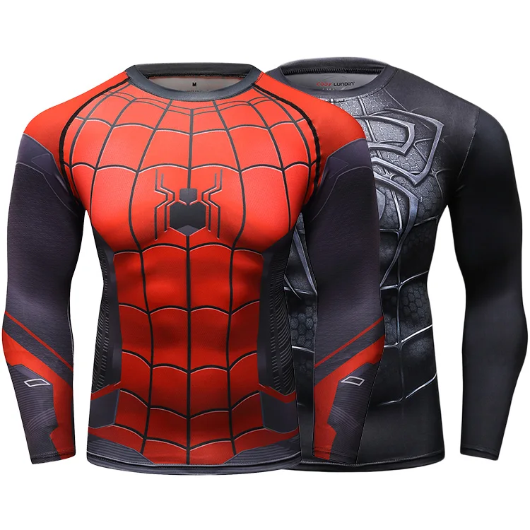 Spiderman clothing long sleeve shirt for men high quality sports wear