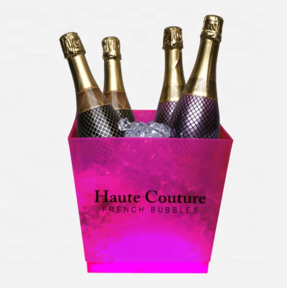 for 4 bottles vodka wine chiller square acrylic beer champagne led plastic ice bucket