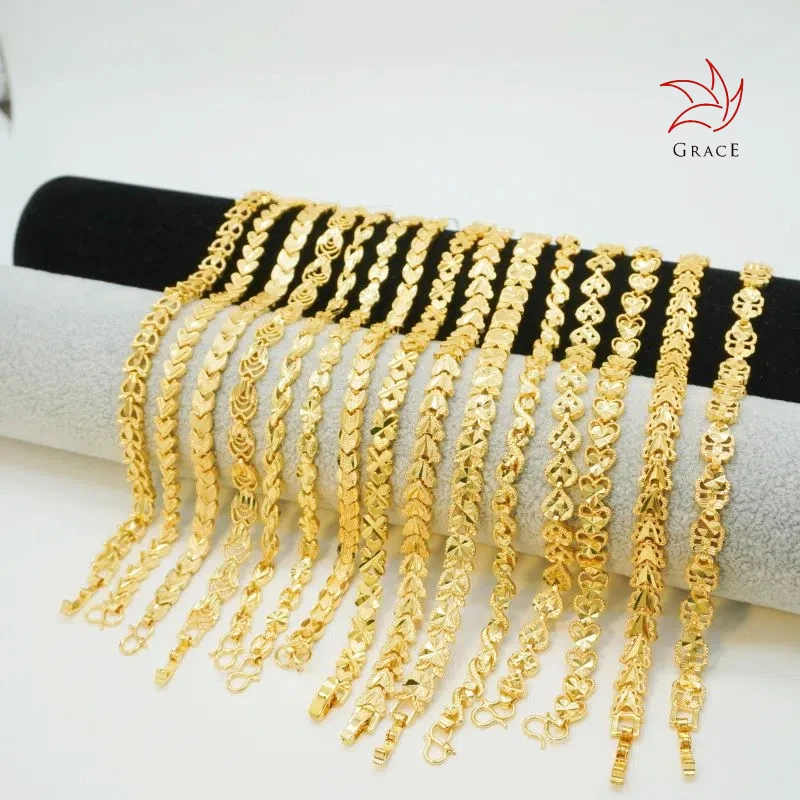 Grace Popular 18K/24K Gold Plated Adjustable Bracelet fine chain & link bracelets Fashion Jewelry Bracelets Unisex For Daily