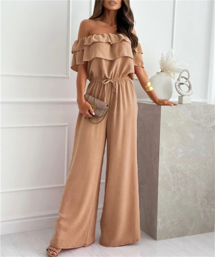 Summer Fashion Chic Off Shoulder Solid jumpsuits elegant for women