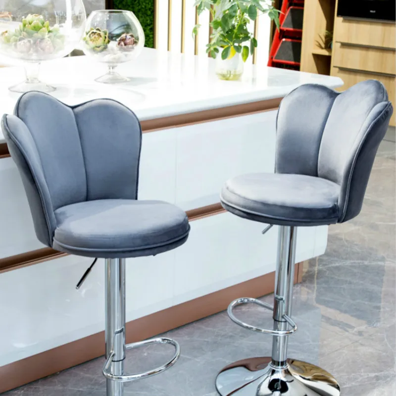 Hot Modern Durable Swivel Hydraulic Lifting Luxury Velvet Bar Chair For Kitchen
