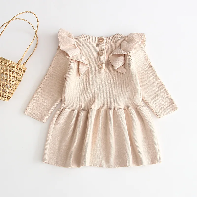 
CAGQ03 baby girl sweater dress ruffle girls knit wear clothes autumn winter toddler girl sweaters 