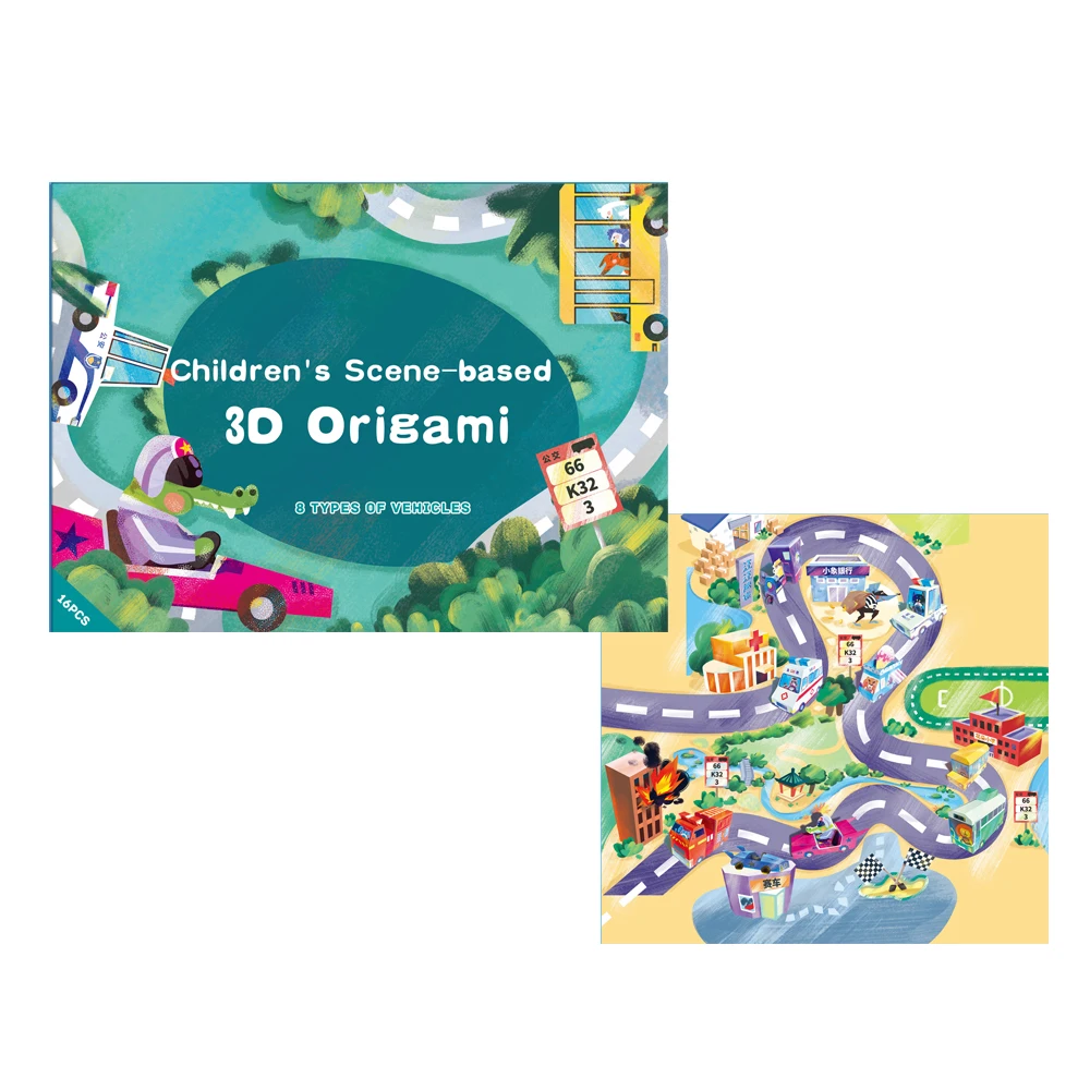Kids Hobbies Classic Toys Wholesale custom red animals ocean dinosaur traffic 3D Paper Craft Origami Toy for kid