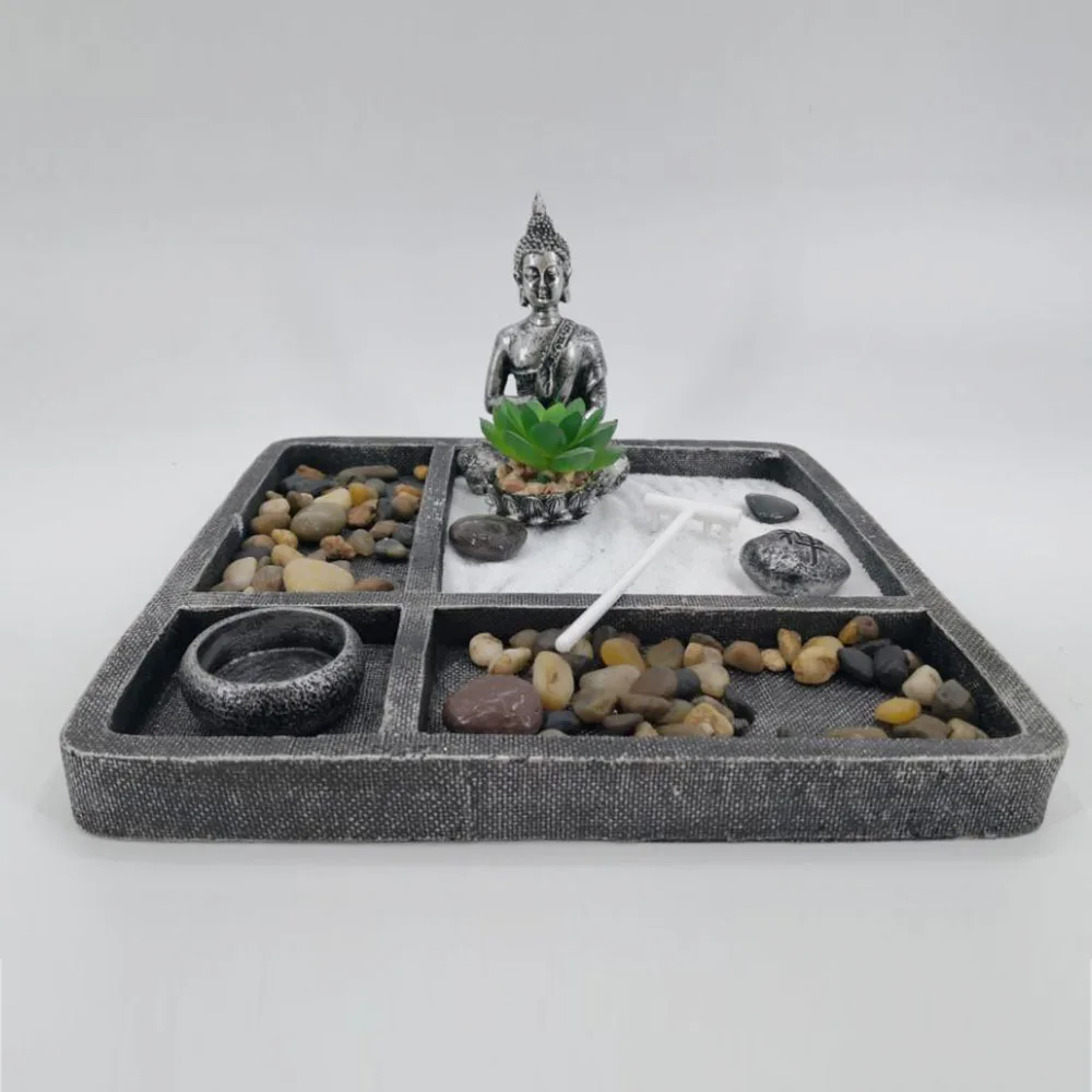 Cement Material Yinyang Feng Shui Sand Zen Garden for  Indoor Decoration