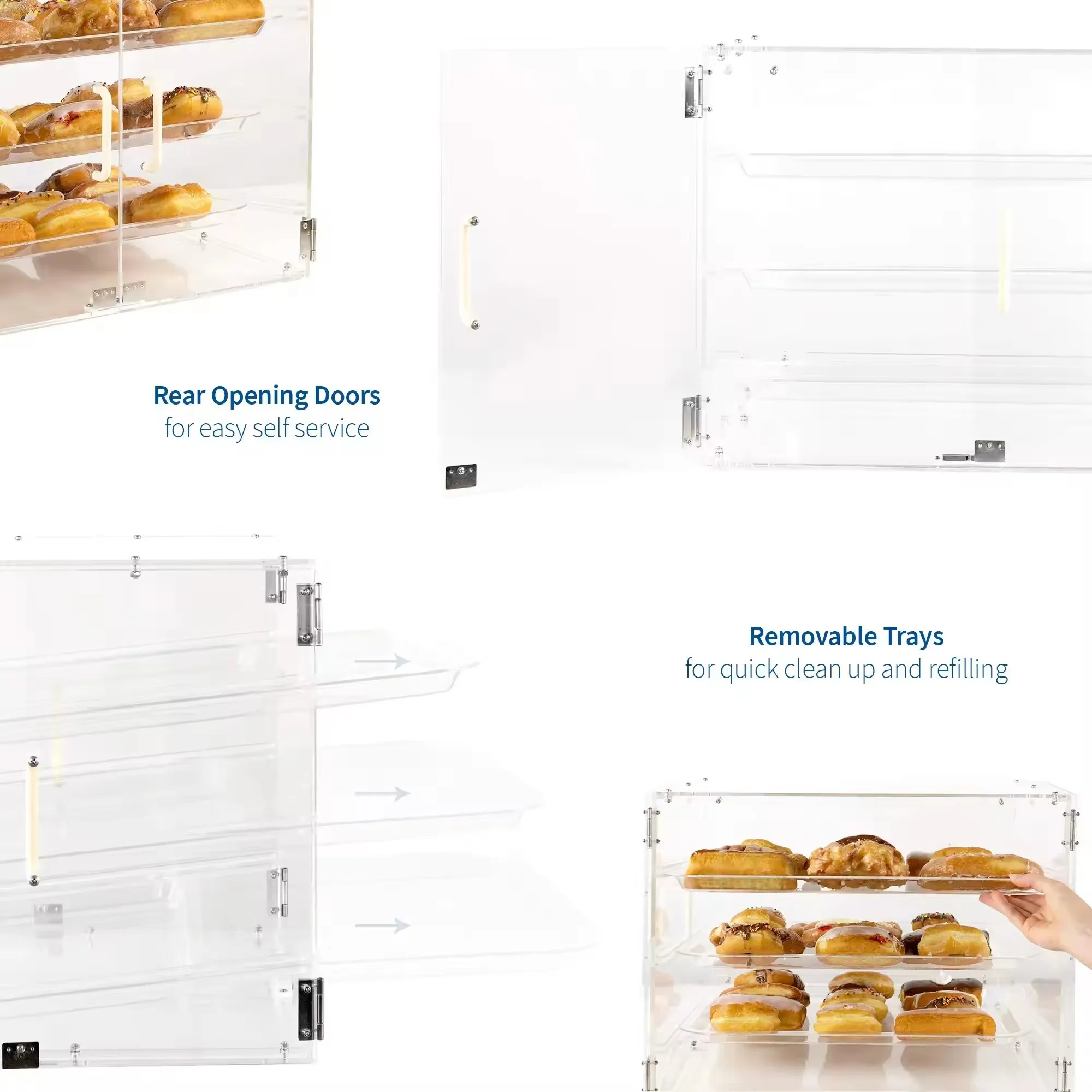 3 Tray Acrylic Bakery Display Case Commercial Countertop Pastry Display Case Pastry Shop Display Case