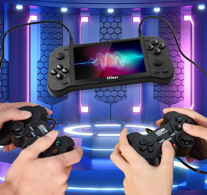 X50 Handheld Game Console 5.1 inch Portable Fighting Gamepad Player Built-in 6800 Classic Games 4K HD TV Video game Consoles