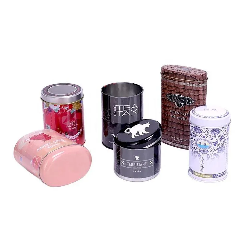 Factory price small round metal tea tin container custom print empty coffee tea tin can