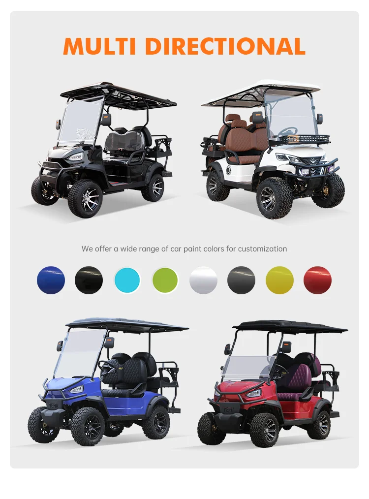 New Model Popular Comfortable Folding Club Sightseeing Car 4 Seat Hunting Buggy Off Road Golf Cart 2+2 Electric Golf Cart