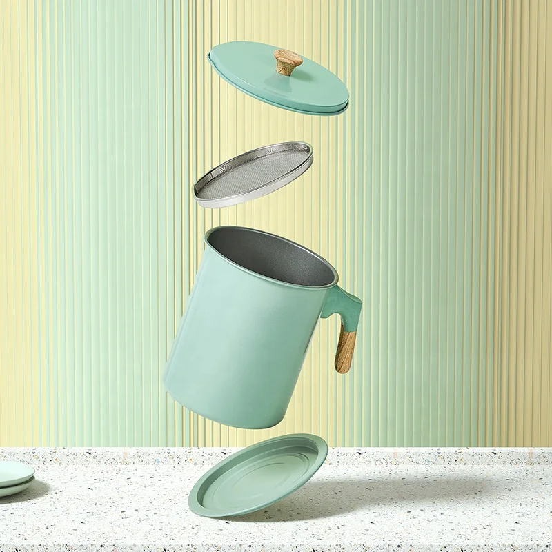 Oil Filter Pot Stainless Steel Large Capacity Filter Oils Separator Lard Tank Storage Tank Kitchen Tool Strainers Pot Oil Bottle