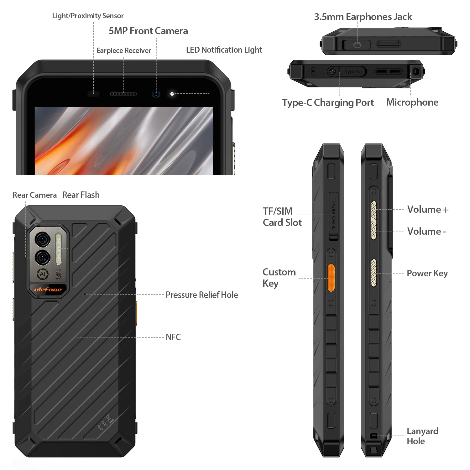 Ulefone Power Armor X11 Rugged Phone 4GB+32GB 8150mAh 5.45 inch Android 13 Helio A22 4G NFC Global Version Smartphone